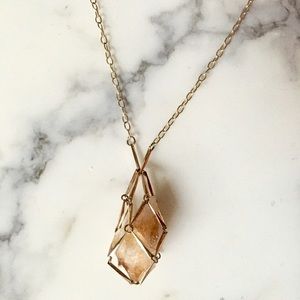 Anthropologie caged crystal long necklace